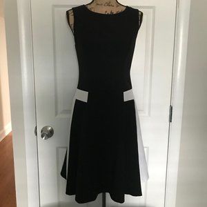 Calvin Klein Black and White Fit and Flare Dress